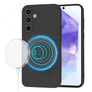 Husa MagSafe pentru Samsung Galaxy A55 5G A556, Techsuit, SoftFlex, Neagra