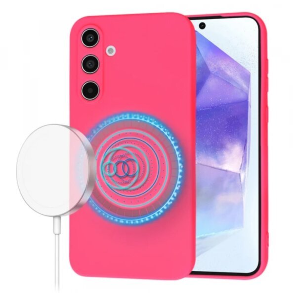 Husa MagSafe pentru Samsung Galaxy A55 5G A556, Techsuit, SoftFlex, Roz Inchis