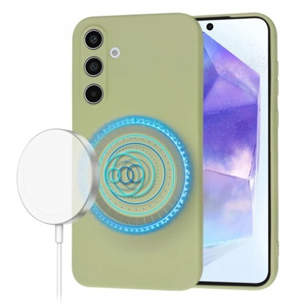 Husa MagSafe pentru Samsung Galaxy A55 5G A556, Techsuit, SoftFlex, Verde Deschis