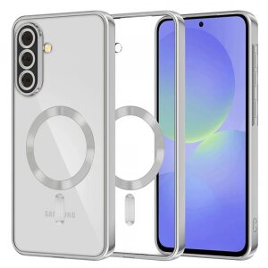 Husa MagSafe pentru Samsung Galaxy A56 A566 / A36 A366, Techsuit, Luxury Crystal, Argintie