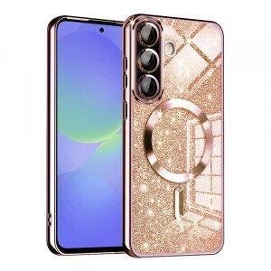 Husa MagSafe pentru Samsung Galaxy A56 A566 / A36 A366, Techsuit, Luxury Glitter, Roz Aurie