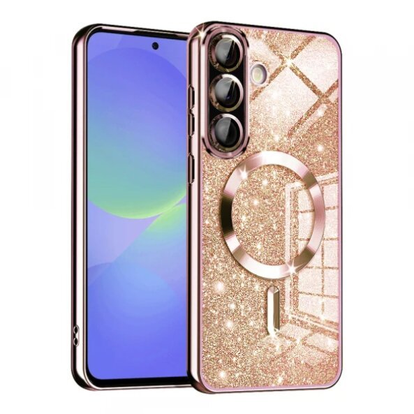 Husa MagSafe pentru Samsung Galaxy A56 A566 / A36 A366, Techsuit, Luxury Glitter, Roz Aurie