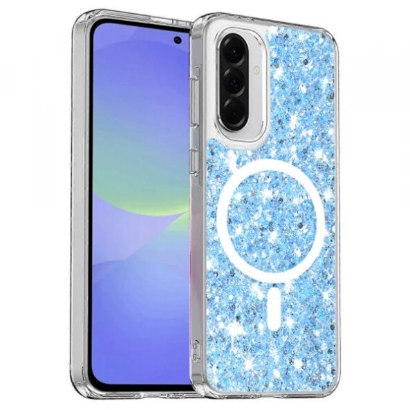 Husa MagSafe pentru Samsung Galaxy A56 A566 / A36 A366, Techsuit, Sparkly Glitter, Bleu