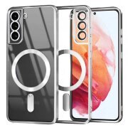 Husa MagSafe pentru Samsung Galaxy S21 5G G991, Techsuit, Luxury Crystal, Argintie