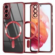 Husa MagSafe pentru Samsung Galaxy S21 5G G991, Techsuit, Luxury Crystal, Rosie