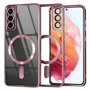 Husa MagSafe pentru Samsung Galaxy S21 5G G991, Techsuit, Luxury Crystal, Roz