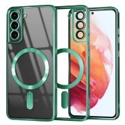 Husa MagSafe pentru Samsung Galaxy S21 5G G991, Techsuit, Luxury Crystal, Verde Deschis