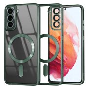 Husa MagSafe pentru Samsung Galaxy S21 5G G991, Techsuit, Luxury Crystal, Verde Inchis