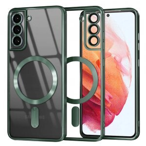 Husa MagSafe pentru Samsung Galaxy S21 5G G991, Techsuit, Luxury Crystal, Verde Inchis