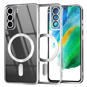 Husa MagSafe pentru Samsung Galaxy S21 FE 5G G990, Techsuit, Luxury Crystal, Argintie