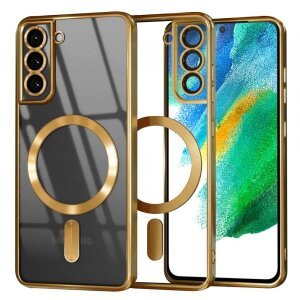 Husa MagSafe pentru Samsung Galaxy S21 FE 5G G990, Techsuit, Luxury Crystal, Aurie