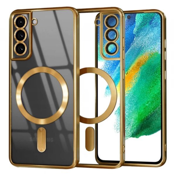 Husa MagSafe pentru Samsung Galaxy S21 FE 5G G990, Techsuit, Luxury Crystal, Aurie