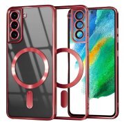 Husa MagSafe pentru Samsung Galaxy S21 FE 5G G990, Techsuit, Luxury Crystal, Rosie