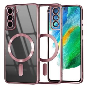 Husa MagSafe pentru Samsung Galaxy S21 FE 5G G990, Techsuit, Luxury Crystal, Roz