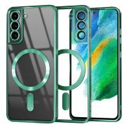 Husa MagSafe pentru Samsung Galaxy S21 FE 5G G990, Techsuit, Luxury Crystal, Verde Deschis
