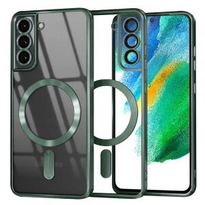 Husa MagSafe pentru Samsung Galaxy S21 FE 5G G990, Techsuit, Luxury Crystal, Verde Inchis