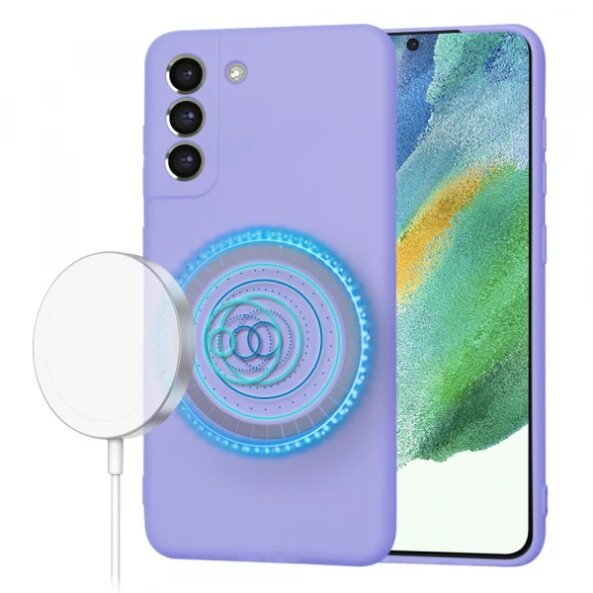 Husa MagSafe pentru Samsung Galaxy S21 FE 5G G990, Techsuit, SoftFlex, Mov Deschis