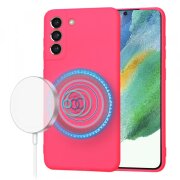 Husa MagSafe pentru Samsung Galaxy S21 FE 5G G990, Techsuit, SoftFlex, Roz Inchis