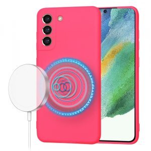 Husa MagSafe pentru Samsung Galaxy S21 FE 5G G990, Techsuit, SoftFlex, Roz Inchis