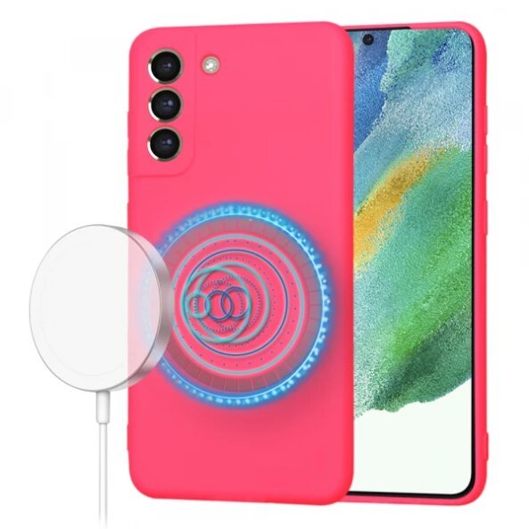 Husa MagSafe pentru Samsung Galaxy S21 FE 5G G990, Techsuit, SoftFlex, Roz Inchis