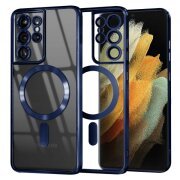 Husa MagSafe pentru Samsung Galaxy S21 Ultra 5G G998, Techsuit, Luxury Crystal, Albastra