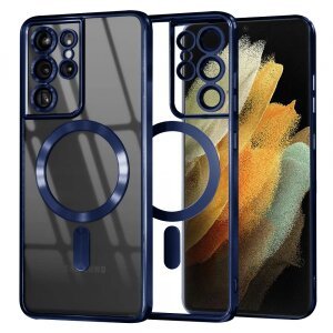 Husa MagSafe pentru Samsung Galaxy S21 Ultra 5G G998, Techsuit, Luxury Crystal, Albastra