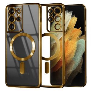 Husa MagSafe pentru Samsung Galaxy S21 Ultra 5G G998, Techsuit, Luxury Crystal, Aurie