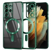 Husa MagSafe pentru Samsung Galaxy S21 Ultra 5G G998, Techsuit, Luxury Crystal, Verde Deschis