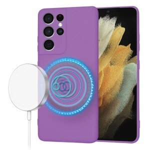 Husa MagSafe pentru Samsung Galaxy S21 Ultra 5G G998, Techsuit, SoftFlex, Mov