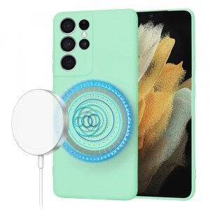 Husa MagSafe pentru Samsung Galaxy S21 Ultra 5G G998, Techsuit, SoftFlex, Verde
