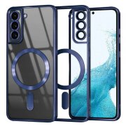 Husa MagSafe pentru Samsung Galaxy S22 5G S901, Techsuit, Luxury Crystal, Albastra