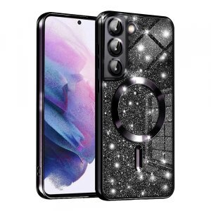 Husa MagSafe pentru Samsung Galaxy S22 5G S901, Techsuit, Luxury Glitter, Neagra