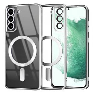 Husa MagSafe pentru Samsung Galaxy S22+ 5G S906, Techsuit, Luxury Crystal, Argintie