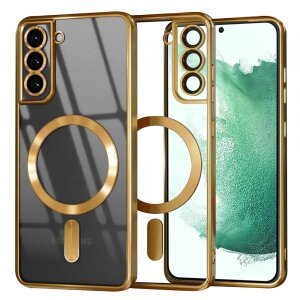 Husa MagSafe pentru Samsung Galaxy S22+ 5G S906, Techsuit, Luxury Crystal, Aurie