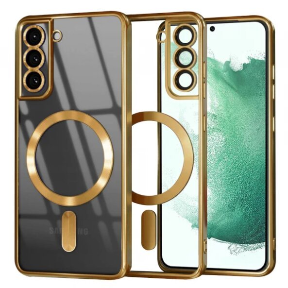 Husa MagSafe pentru Samsung Galaxy S22+ 5G S906, Techsuit, Luxury Crystal, Aurie