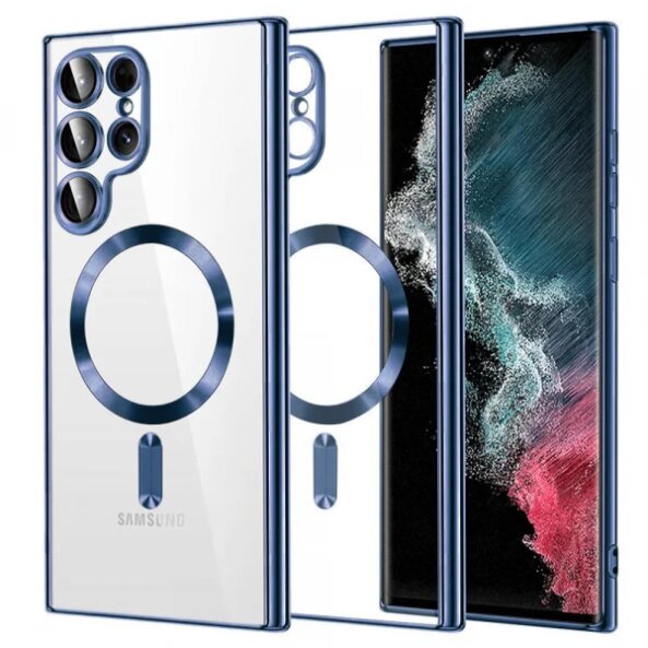 Husa MagSafe pentru Samsung Galaxy S22 Ultra 5G S908, Techsuit, Luxury Crystal, Albastra