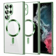 Husa MagSafe pentru Samsung Galaxy S22 Ultra 5G S908, Techsuit, Luxury Crystal, Verde Deschis