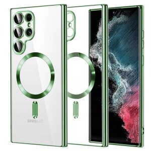 Husa MagSafe pentru Samsung Galaxy S22 Ultra 5G S908, Techsuit, Luxury Crystal, Verde Deschis