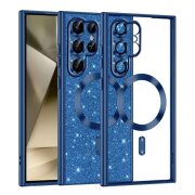 Husa MagSafe pentru Samsung Galaxy S22 Ultra 5G S908, Techsuit, Luxury Glitter, Albastra