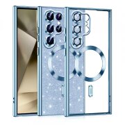 Husa MagSafe pentru Samsung Galaxy S22 Ultra 5G S908, Techsuit, Luxury Glitter, Bleu