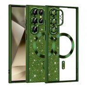 Husa MagSafe pentru Samsung Galaxy S22 Ultra 5G S908, Techsuit, Luxury Glitter, Verde Inchis