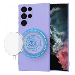 Husa MagSafe pentru Samsung Galaxy S22 Ultra 5G S908, Techsuit, SoftFlex, Mov Deschis