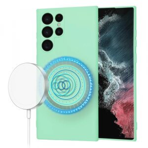 Husa MagSafe pentru Samsung Galaxy S22 Ultra 5G S908, Techsuit, SoftFlex, Verde