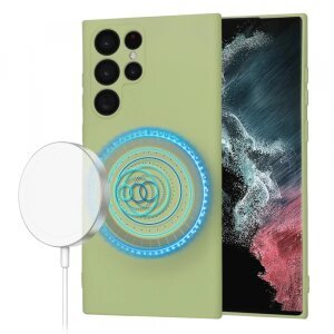 Husa MagSafe pentru Samsung Galaxy S22 Ultra 5G S908, Techsuit, SoftFlex, Verde Deschis