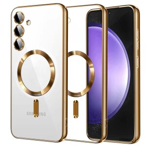 Husa MagSafe pentru Samsung Galaxy S23 FE S711, Techsuit, Luxury Crystal, Aurie