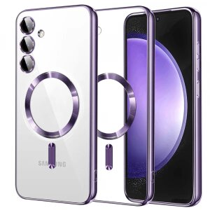 Husa MagSafe pentru Samsung Galaxy S23 FE S711, Techsuit, Luxury Crystal, Mov Deschis
