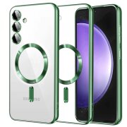 Husa MagSafe pentru Samsung Galaxy S23 FE S711, Techsuit, Luxury Crystal, Verde Deschis