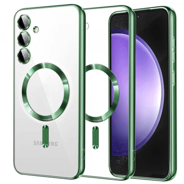 Husa MagSafe pentru Samsung Galaxy S23 FE S711, Techsuit, Luxury Crystal, Verde Deschis