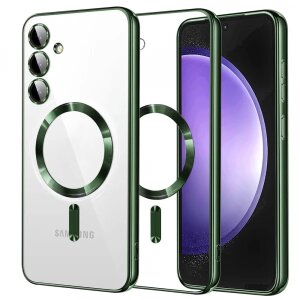 Husa MagSafe pentru Samsung Galaxy S23 FE S711, Techsuit, Luxury Crystal, Verde Inchis