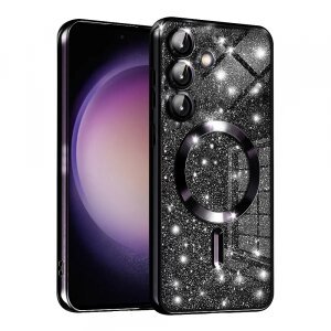 Husa MagSafe pentru Samsung Galaxy S23 FE S711, Techsuit, Luxury Glitter, Neagra